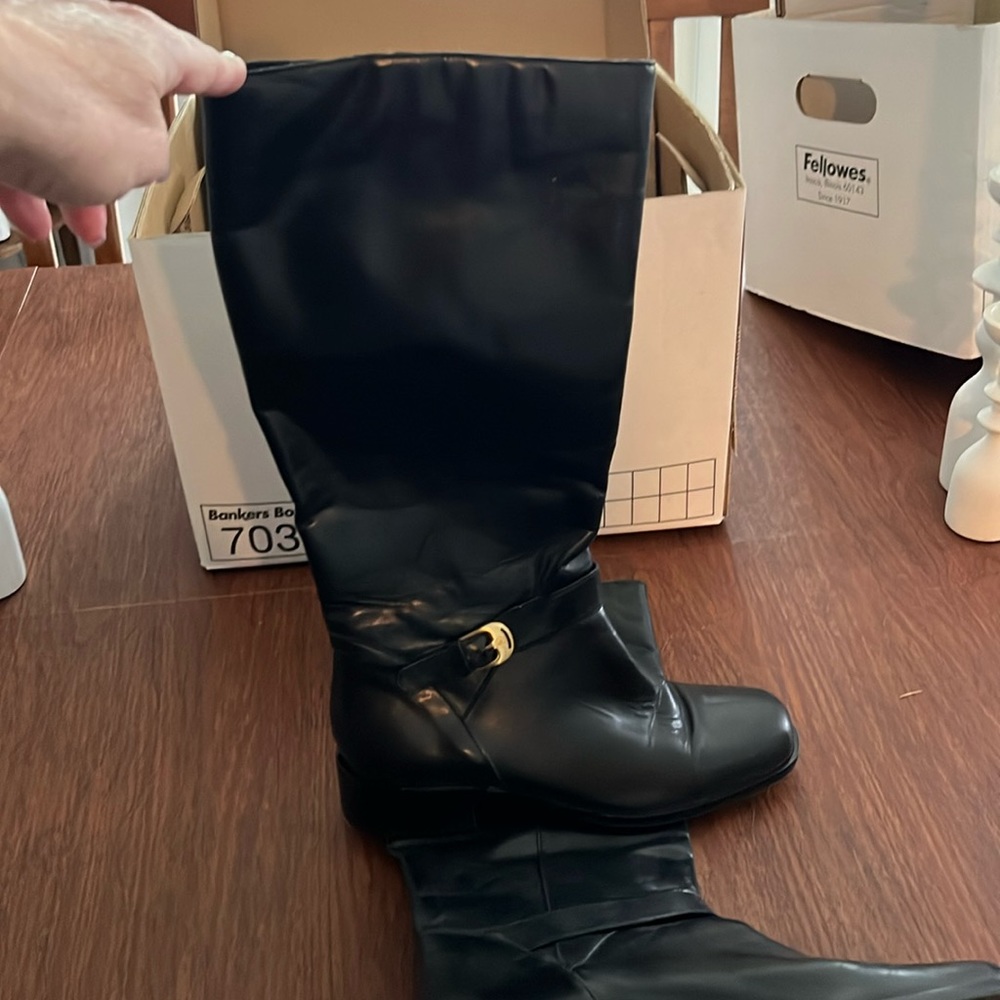 Etienne Aigner Black leather “riding” boots - never worn excellent condition